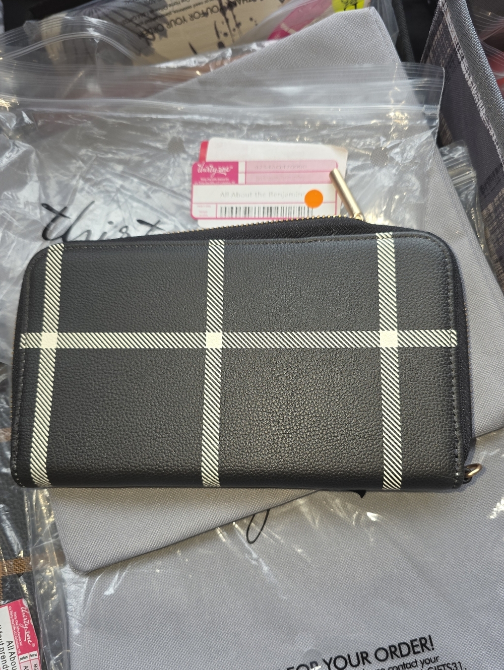 Black Windowpane  All About The Benjamins Wallet